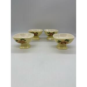 Weil Ware Yellow Rose California Pottery 4  Pedestal Dessert Bowls 3 7/8”